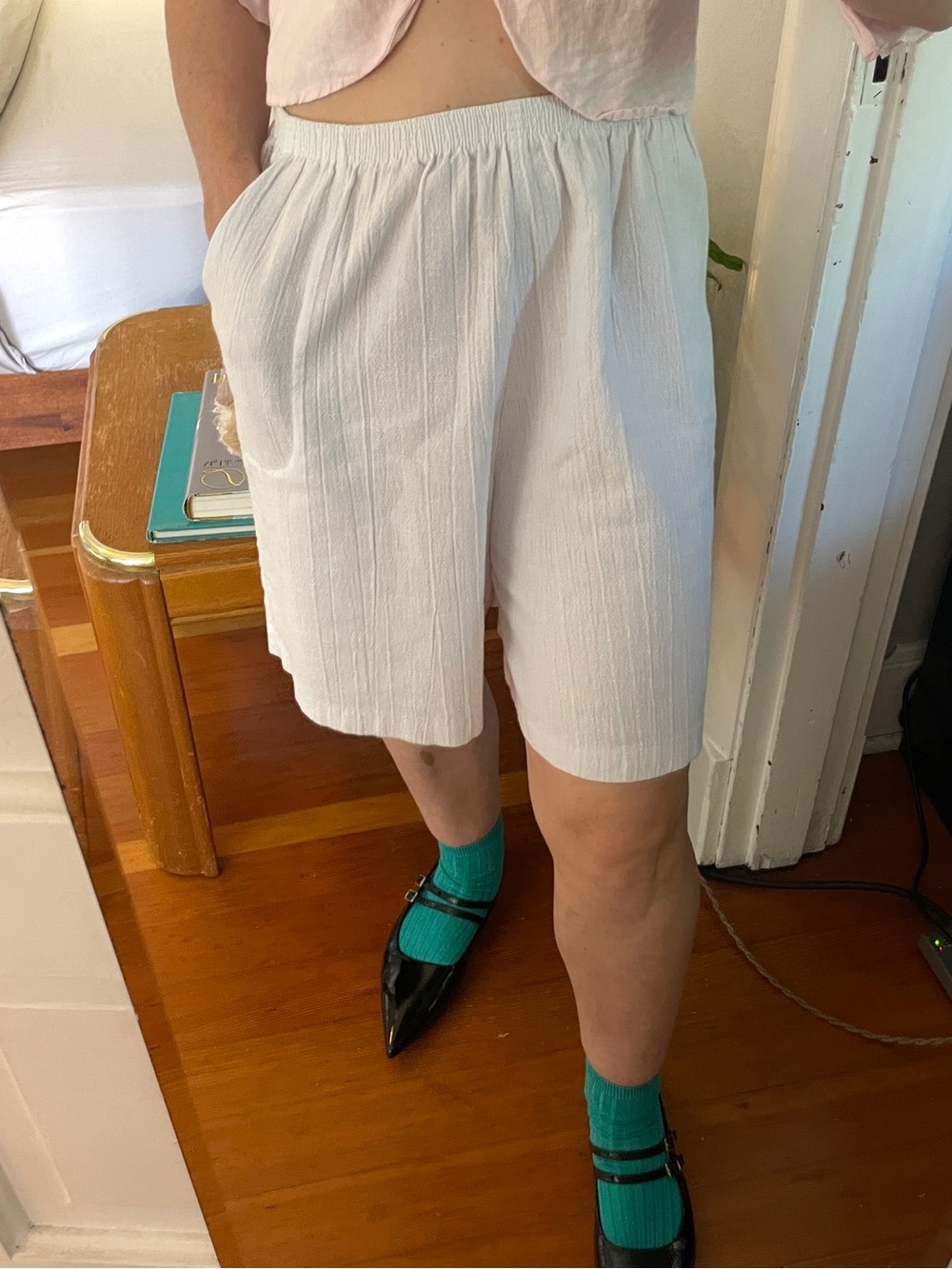 Vintage Textured Long Shorts